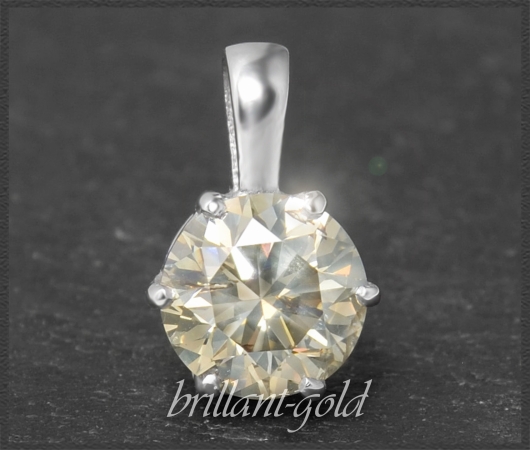 Diamant Brillant Anhänger mit 1,60ct, zart champagner